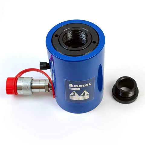 Beefy 30 Ton Hollow Hydraulic Cylinder Jack With Four Inch Stroke 100mm Single Acting Ram 10,000 PSI Max Pressure front view