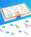 300 Pcs Stainless Steel Wood Screws Assortment Kit with 9 Sizes #4 #6 #8 #10 #12 Truss Head Self Tapping Screws displayed in case.