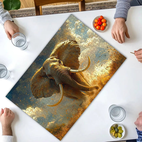 3000 Piece Elephant Jigsaw Puzzle For Adults With Storage Box And HD Poster on table, finished size 122 X 80 cm