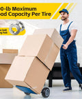 300-lb load capacity hand truck with 12 Inch Solid Flat Free PU Tire, 5/8 Inch Axle Bore, 4 Inch Wide, 3 Inch Offset Hub, heavy duty