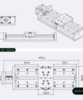 Technical diagram of 300mm/11.81" Stroke CNC Linear Stage Motion Actuator X/Y/Z Axis Cross Sliding Table Double Linear Slide Rail Guide 1605 Ballscrew with Limit Switch+Motor Mount Bracket for CNC Router.