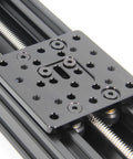 Close-up of 300mm 4080U Z axis screw slide table linear actuator kit showing metal construction for 3D printers and CNC routers.