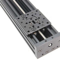 Close-up of 300mm 4080U Z axis screw slide table linear actuator kit, showing metal construction and screw mechanism