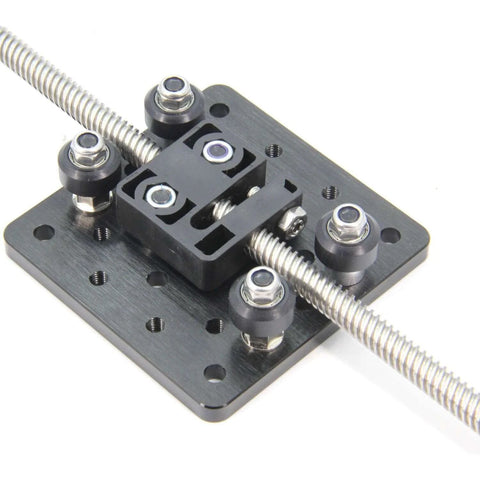 Close-up of 300mm 4080U Z axis screw slide table linear actuator kit for 3D printers and DIY CNC routers.