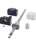 Complete 300mm Linear Guide Rail Kit showing SFU1204 ball screw with BK10 end support and bearing blocks, used for CNC machining and 3D printing.