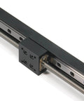 Close-up of 300mm effective travel length mini linear rail guide lead screw T6x1 with NEMA11 motor for DIY CNC.