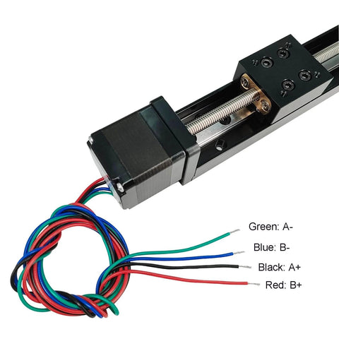 300mm effective travel length mini linear rail guide lead screw t6x1 with nema11 stepper motor for diy cnc router parts, wiring detail