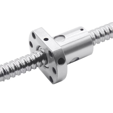 High Precision 300mm Ball Screw System with 12mm Diameter 4mm Lead and Metal Ball Nut, close-up view for CNC Machines and 3D Printers.
