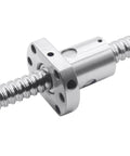 Close-up of 300mm SFU1204 Ball Screw with RM1204 Metal Nut, End Machined Precision CNC Part, 12mm Diameter, 4mm Lead for CNC Machines