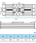 Technical diagram of 300mm 4080U Z axis screw slide table linear actuator kit, showing measurements for 3D printers and DIY CNC routers.