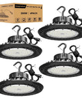 Ultra Bright 300W UFO LED High Bay Light Four Pack Workhorse With 45,000 Lumens and 150 Lumens Per Watt with packaging