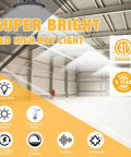 Ultra Bright 300W UFO LED High Bay Light Four Pack Workhorse With 45,000 Lumens and 150 Lumens Per Watt in warehouse