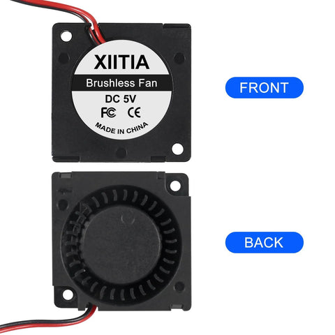 6 Pack 3010 30x30x10mm Brushless DC Cooling Fans With Sleeve Bearings 2 Pin Terminal shown in front and back view