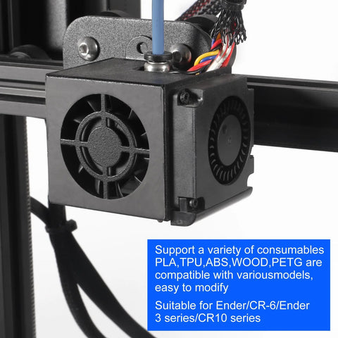 3D printer with a 6 Pack 3010 30x30x10mm Brushless DC Cooling Fan attached, showing a side view of fan in electronics enclosure.