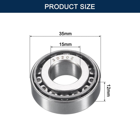 2 Pack 30202 Tapered Roller Bearing Cone and Cup Set, 15mm Bore 35mm OD 12mm Cup Width, Chrome Steel Wheel Bearings, ABEC-3