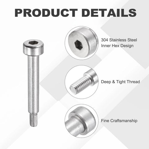 16 Pcs 304 Stainless Steel Shoulder Bolts With Hex Socket, 4mm Shoulder Dia, 20mm Shoulder Length, M3x0.5 Thread, heavy duty