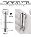 Diagram showing 2 Pack 304 Stainless Steel Shoulder Bolts With Hex Socket For Heavy Duty Machines, 10mm shoulder, 50mm length, M8 X 1.25 thread