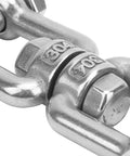 Stainless steel anchor swivel shackle with rotating ring connector, M10 marine-grade.
