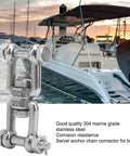 Two-pack 304 stainless steel anchor swivel shackles with rotating ring, M10, close-up view