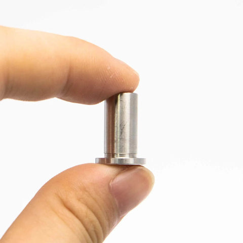 Replacement Bearing Sleeves For 3220 Coffee And Juice Dispenser Jet Spray Machines 304 Stainless Steel 1 Pc shown between fingers