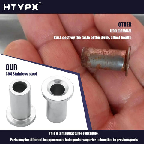 Comparison of rusty iron sleeve and Bearing Sleeve For Beverage Dispenser Made Of 304 Stainless Steel With Excellent Corrosion Resistance