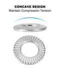 Concave 304 Stainless Steel Belleville Washer M5x10mm Conical Knurled Pack Of 50 showcasing compression tension feature