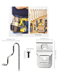 Durable 304 stainless steel belt clips for 20V MAX drills and drivers, 4-pack with screws, shown on belt and wall for secure carry