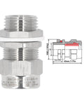 Heavy Duty 304 Stainless Steel Cable Gland G1/2 IP66 Waterproof Armored Connector With Extended Thread IP68 Strain Relief