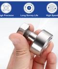 Hand holding Cam Follower Track Runner Bearing For Linear Motion 304 Stainless Steel Needle Roller Stud Type with M12 stud