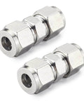 304 Stainless Steel Compression Tube Fitting Union With Double Ferrule 8mm Tube OD To 8mm Tube OD Set Of 2