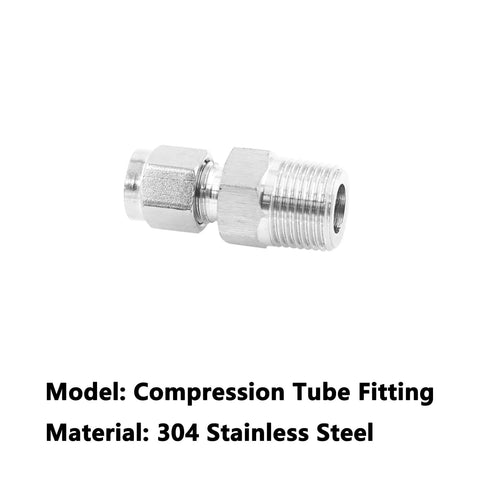 304 Stainless Steel Compression Fittings Imperial Straight Adapters 1 Piece Heavy Duty Tubing Couplers for Pipe NPT