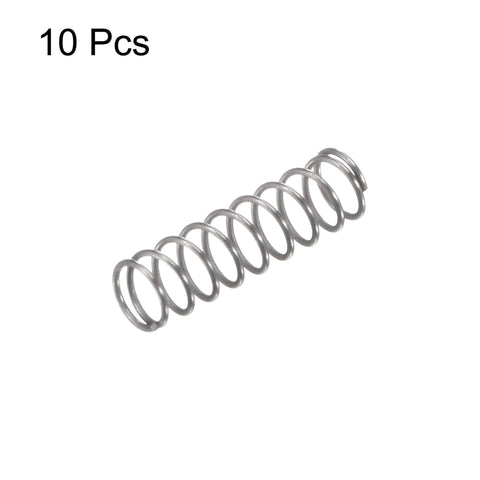 Durable 304 Stainless Steel Compression Spring With 3mm Outer Diameter 0.3mm Wire 10mm Free Length 10 pack displayed