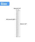 Five Pack 304 Stainless Steel Compression Springs, 4mm Outer Diameter, 0.2mm Wire, 50mm Free Length, Silver Tone, Even Spacing