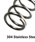 Close-up of a 304 stainless steel coil spring, showing part of the 10 Pack Compression Springs, 304 Stainless Steel, High Elasticity And Stability.
