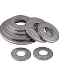 Stack of Conical Disc Spring Cup Washers 304 Stainless Steel 3/8 Inch Pack of 10