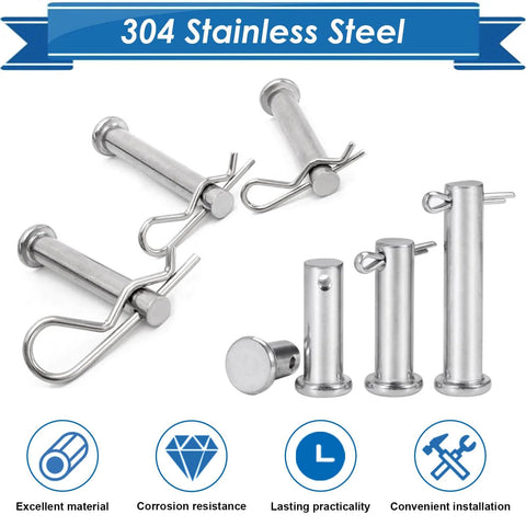 304 Stainless Steel Cotter Pin Assortment Kit 13 Sizes Cotter Pins And R Clips For Hitch Pin Lock Systems displayed with features