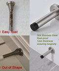 Comparison of old rusted door stopper and Door Stopper Black, 304 Stainless Steel Thicken 1mm Sound Dampening Door Stop Bumper Wall Protetor 2 Pack