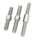 Three Double End Thread Rods Set 304 Stainless Steel Left Right Hand Threads M4 to M16 showcasing threaded sections.