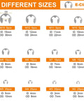 312 Piece Retaining Ring Kit With E Clips And External C Clips In 304 Stainless Steel, showing 12 E-clip sizes