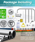 Industrial And Commercial 304 Stainless Steel Combination Emergency Eye Wash And Full Body Shower Station With NPT Thread And Emergency Sign, ANSI Z3581 2014 Compliant Two In One Safety Eyewash System For Hazardous Materials And OSHA Worksites, installation package contents.