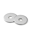Two Quarter Inch Fender Washers 1 Inch Diameter 304 Stainless Steel, showcasing corrosion-resistant material and smooth finish