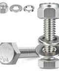 18 Sets 1/4-20 X 1-1/4 Hex Head Bolts Kit With Lock Nuts Flat Washers And Lock Washers 304 Stainless 18-8