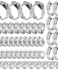 50 Piece 304 Stainless Steel Worm Gear Hose Clamp Assortment One Quarter Inch To One And One Half Inch 6 To 38 Mm Adjustable Pipe Clamps