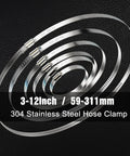 4 Pack 3 Inch Hose Clamps 304 Stainless Steel Worm Gear Adjustable Duct Clamps 2.4 To 3.2 Inch Diameter For Dryer Vent