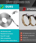 Comparison of 304 Stainless Steel Hose Clamps DIY Kit with 26 Foot Length Adjustable Metal Strap Clamps and 15 Fasteners