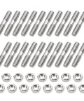 304 Stainless Steel Double End Threaded Studs M8x40 With Nuts, 20 studs and 15 nuts shown on white background.