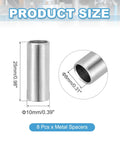 Eight Pack Stainless Steel Spacers 8mm ID 10mm OD 25mm Height 304 Stainless Round Bushing Standoff Diagram