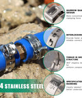 120 Piece Pex Crimp Ring And Cinch Clamp Set In 304 Stainless Steel For Pex Tubing Includes Five Sizes installed on blue pipe