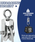 Cable Pulley Wheel 304 Stainless Steel Swivel Pulley With Ball Bearing Detachable 360 Degree Rotation U Groove 30mm