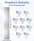 Premium Pro Grade 304 Stainless Steel Shim Stock Set 30 Pcs For Leveling And Gap Filling 1 Inch Width By 6 Inch Length With Multi Thickness